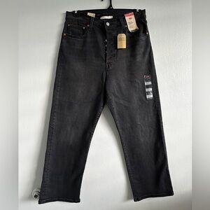 Levi’s Ribcage Straight Ankle Black Jeans Size 32 Super High Rise 32 x 27